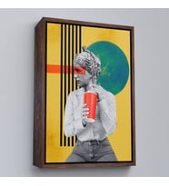 Çerçeveli Pop Art Soyut Kadın Tablosu (Kahverengi)