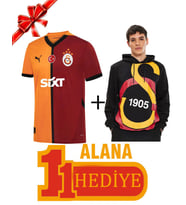 Galatasaray Orijinal Büyük Logolu Sweat 5 Yıldızlı Parçalı Forma Hediyeli (Siyah)