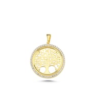 Taşlı Ağaç Altın Kaplama Kolye Ucu KLU4 (Gold)
