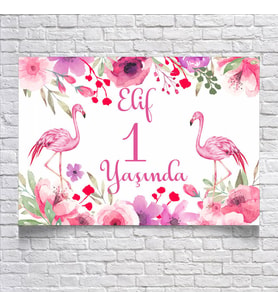 Flamingo Temalı Doğum Günü Afişi