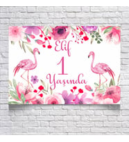 Flamingo Temalı Doğum Günü Afişi
