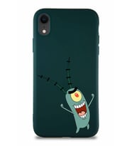 Apple iPhone XR Soft Premier Kapak Plankton Tasarımlı Silikon Kılıf - Yeşil (Şeffaf)