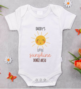 BK Kids İsimli Daddy's Little Sunshine Tasarımlı Bebek Body Zıbın - Model 1