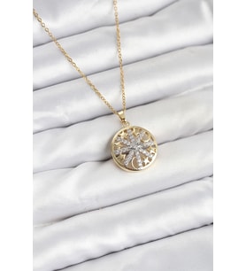 316L Çelik Zincir Gold Renk Zirkon Taşlı Kadın Kolye 5886 - SSSSSS7707-4307