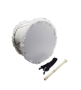 Kına Davulu Kırmızı Ledli (Pilsiz) Beyaz Tüylü 50 Cm