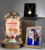Anneler Günü Hediyesi Kişiye Özel Led Işıklı Fanus, Fotoğraf ve Tasarım Kolye
