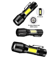 Ultra Çift Yönlü Güçlü Pilli Led El Feneri 2000 Lümen 6W Cob Led Su Geçirmez Zoomlu 3 Modlu