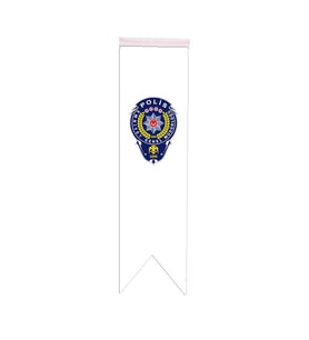 Masa Üstü Kırlangıç Polis Arması Bayrağı - 8x30cm Çift Taraflı Saten Kumaş