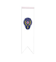 Masa Üstü Kırlangıç Polis Arması Bayrağı - 8x30cm Çift Taraflı Saten Kumaş