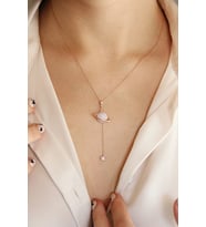 925 Ayar Gümüş Sallantılı Satürn Gezegen Kolye - N163701 (Rose)