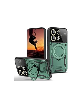 Xiaomi Redmi 13 4g Kılıf Joy Lens Standlı Kapak - Koyu Yeşil