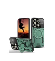 Xiaomi Redmi 13 4g Kılıf Joy Lens Standlı Kapak - Koyu Yeşil