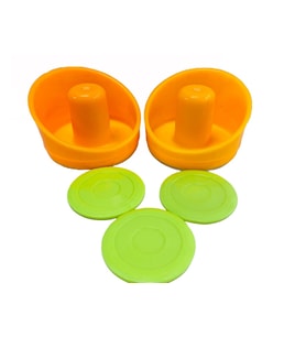 2 Adet Turuncu Renk Air Hockey Elcik Ve 3 Adet Sarı Renk Disk