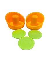 2 Adet Turuncu Renk Air Hockey Elcik Ve 3 Adet Sarı Renk Disk