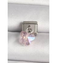 316L Çelik Gümüş Renk Pembe Zirkon Taşlı Kelebek Model Nomination Charm 5886 - GLST1171-2812