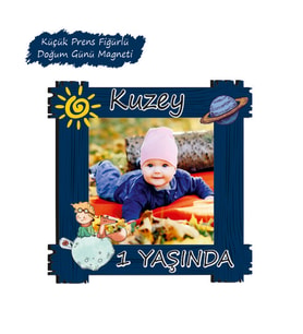 Kişiye Özel Resimli Ahşap Çocuk Bebek Doğum Günü Magneti Hediyelik Magnet Küçük Prens Fiğürlü (1)