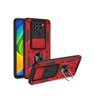 Newface Xiaomi Redmi Note 9 4G Kılıf Pars Lens Yüzüklü Silikon - Kırmızı