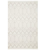Beyaz Bej Geometrik Aleva Kilim Halı Kabartmalı Desen Saçaklı Hav Vermez Yumuşak Tuşeli Salon