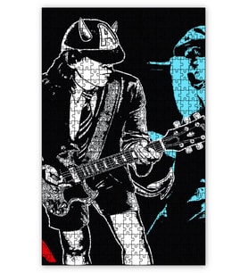 Cakapuzzle ACDC Angus Young Boynuzlu Şapka Çizim Puzzle Yapboz MDF (Ahşap) (120 Parça)