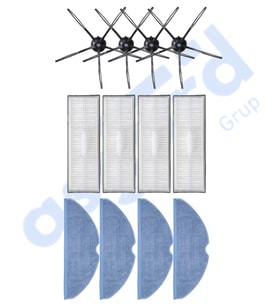 ROBOROCK S7 ( PLUS- MAXV-MAXV ULTRA- PRO ULTRA ) UYUMLU 4 Yan Fırça 4 Filtre 4 Mop PKT-iasgf0000732