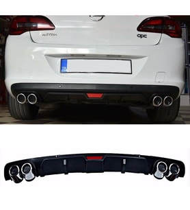 Opel Astra J Sedan Siyah Difüzör 4 Krom Egzoz Görünümlü Difizör Arka Ek Body Kit