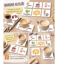 Sevimli Meyve ve Hayvanlar 7x7 – 6’lı Set Dekoratif Kare Tasarım