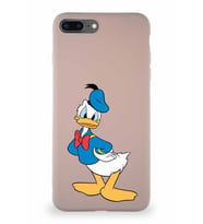 Apple iPhone 7 Plus Soft Premier Kapak Donald Duck-D Tasarımlı Silikon Kılıf - Pudra (Şeffaf)