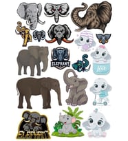 Fil Temalı Sticker Set-1 17 Parça Telefon, Tablet, Defter, Laptop Sticker