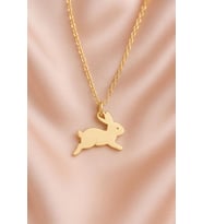 Kişiye Özel 925 Ayar Gümüş Minimal Şirin Tavşan Kolye (Gold)