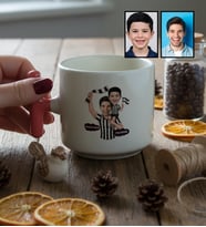 Kişiye Özel Karikatürlü Siyah Beyaz Taraftar Baba Oğul T Kupa Babalar Günü Hediyesi