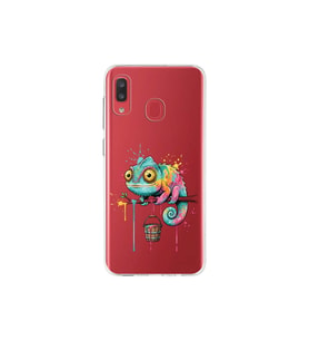 Samsung Galaxy A20 ile Uyumlu Splash Bukalemun Tasarımlı Şeffaf Silikon Kılıf