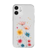 Iphone 12 Uyumlu Çiçek Tasarımlı Şeffaf Telefon Kılıfı