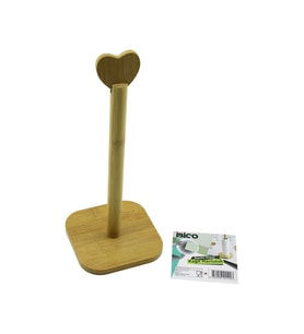 KARE ALTLIK=12X12CM AHŞAP BAMBU KAĞIT HAVLULUK KALP BAŞLI SAP=28.5CM (5680)