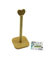 KARE ALTLIK=12X12CM AHŞAP BAMBU KAĞIT HAVLULUK KALP BAŞLI SAP=28.5CM (5680)