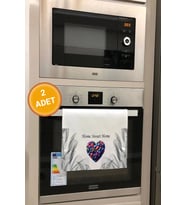 Valerine Life Güzel Evim Kalpli Meyveli Mutfak Kurulama Beyaz El Havlusu %100 Pamuklu 35x50cm 2 Adet