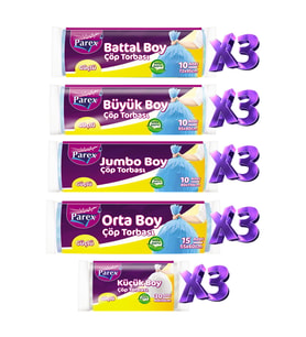 Güçlü Çöp Torbası Karışık Boy 15'li Set