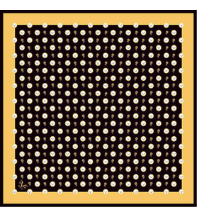 Geometrik Logolu Desen Gold Seri Twill Eşarp Eşarp Askısı ile Birlikte 90x90 cm 