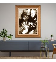 Altın Varaklı Çerçeveli Paspartulu Atatürk Tablo z4533 (Gold)