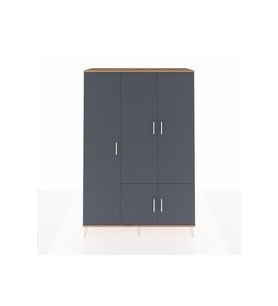 Hyperion Dolap 7 Raflı 5 Kapaklı Tek Askılı 132x44x195 Çam-Antrasit/Çam