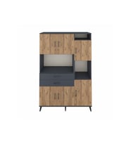 Hyperion Dolap 9 Raflı 2 Çekmeceli 6 Kapaklı 132x44x195 Antrasit-Çam/Antrasit