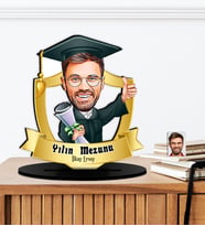 Kişiye Özel Karikatürlü Mezuniyet Hediyesi - Yılın Mezunu Ahşap Biblo