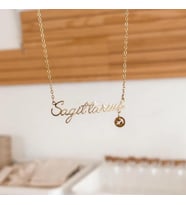 Kişiye Özel 925 Ayar Gümüş Şık Yay Burcu Sembol Kolye (Gold)