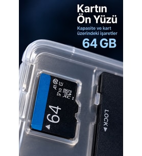 64 GB Bellek Kartı SD Adaptör ve Saklama Kutusu