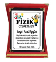 Fizik Öğretmenine Hediye İsim Baskılı Plaket - Öğretmenler Günü Hediyesi (Kırmızı)
