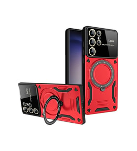 Pilelistore   Samsung Galaxy S25 Ultra Kılıf Joy Lens Standlı Kapak - Kırmızı