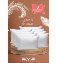Eve Tekstil -  8 adet Pollycotton Kılıflı Silikon Yastık 50 x 70 cm 900 gr