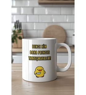 Mizahi Yazılı Sevimli Tasarımlı 330ml Baskılı Beyaz Seramik Kupa Bardak