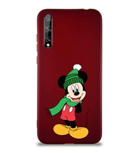 Huawei P Smart S Soft Premier Kapak Mickey Mouse-G Tasarımlı Silikon Kılıf - Mürdüm (Şeffaf)