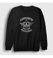 Presmono Unisex Siyah Rock And Roll Aerosmith Sweatshirt 386567tt