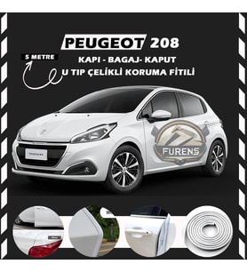 Peugeot 208 Oto Araç Kapı Koruma Fitili 5metre Parlak Beyaz Renk